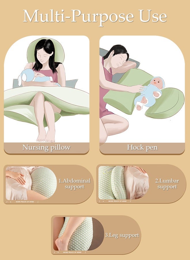 H Shaped Full Body Pregnancy Pillow for Pregnant Women, Soft Pregnancy Body Pillow Support for Back, Hips, Legs, Belly, Maternity Pillow with Detachable and Adjustable Pillow