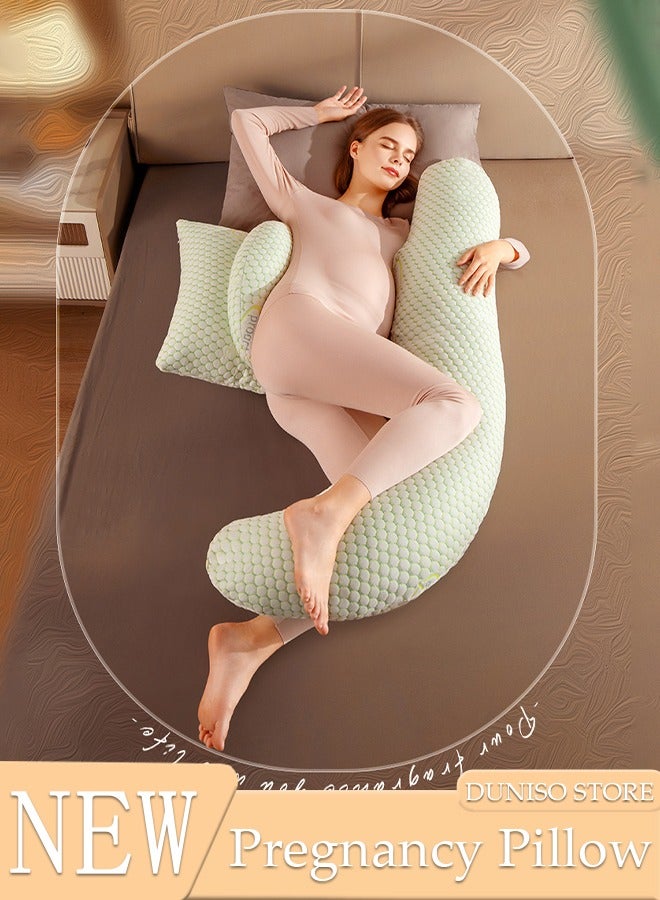 H Shaped Full Body Pregnancy Pillow for Pregnant Women, Soft Pregnancy Body Pillow Support for Back, Hips, Legs, Belly, Maternity Pillow with Detachable and Adjustable Pillow