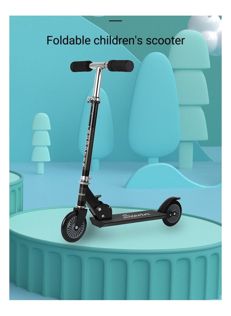 BITS N PIECES Children's scooter, scooter for boys and girls, suitable for 6~12 years old, lightweight, foldable, adjustable handlebar (black)