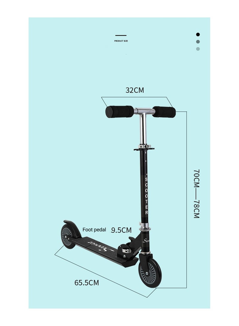 BITS N PIECES Children's scooter, scooter for boys and girls, suitable for 6~12 years old, lightweight, foldable, adjustable handlebar (black)