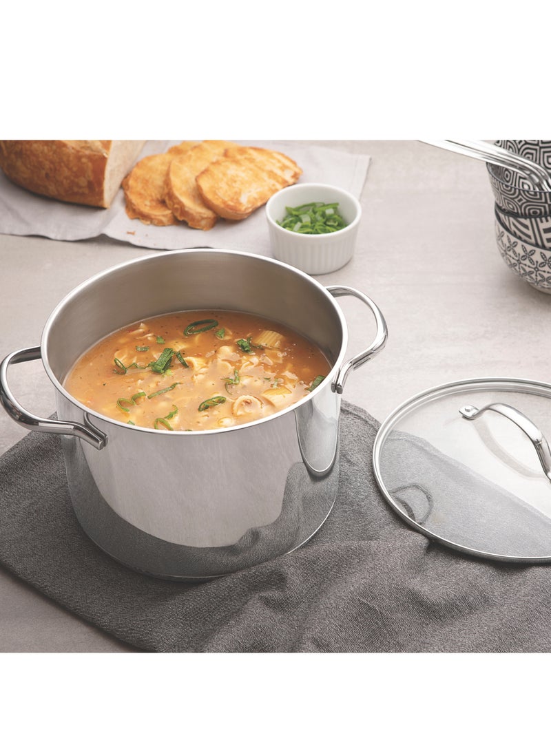 Since 1911,Made in Brazil-  Tramontina, Una Cookware Set, Stainless Steel, 7-Piece Set, Premium Quality, Mirror Finish, Tri-Ply Base, Even Heat Distribution, Faster Cooking, Energy Efficiency, Food Warmth, Tight-Fitting Glass Lids, Steam Vent, Dishwasher Safe, Culinary Pleasure, Elegant Kitchen, Captivating Design, Convenient Cooking, Unmatched Aroma, Flavorful Dishes, Guaranteed Satisfaction