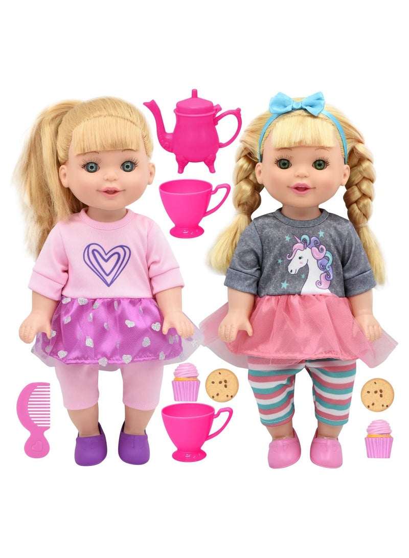 Tea Party Doll Set For Kids With 2 Dolls