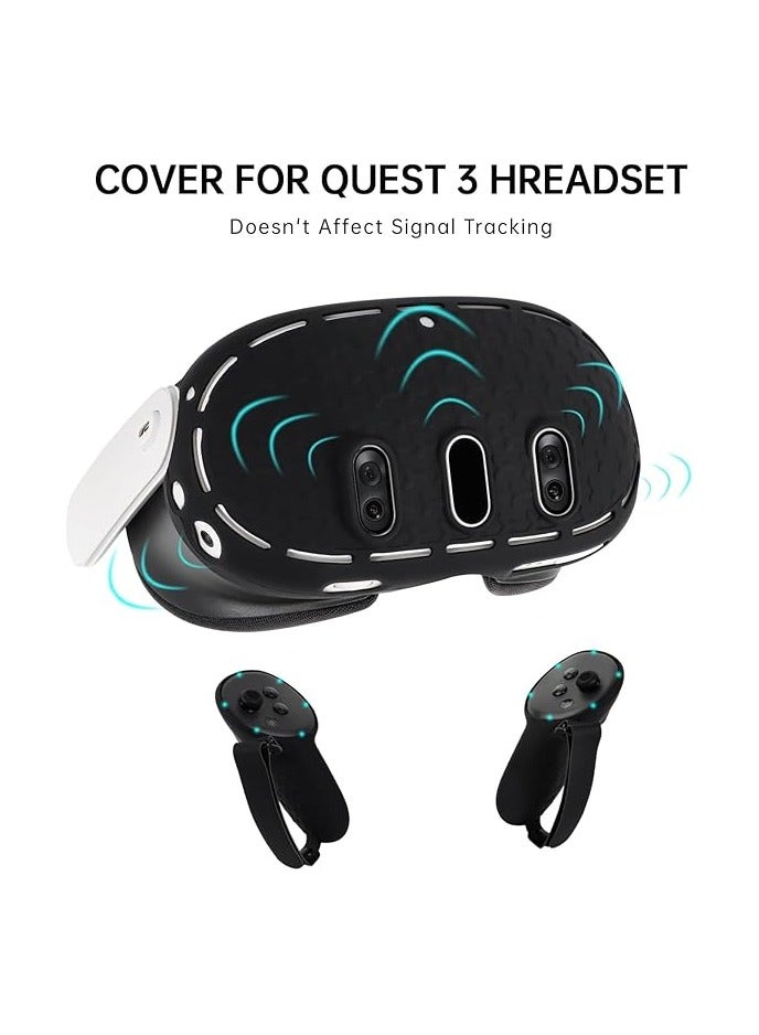 Silicone Cover Set Compatible with QuestAccessories 3 Accessories, VR Silicone Face Cover, VR Shell Cover,Controller Grips