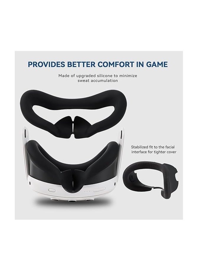 Silicone Cover Set Compatible with QuestAccessories 3 Accessories, VR Silicone Face Cover, VR Shell Cover,Controller Grips