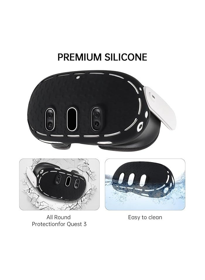 Silicone Cover Set Compatible with QuestAccessories 3 Accessories, VR Silicone Face Cover, VR Shell Cover,Controller Grips