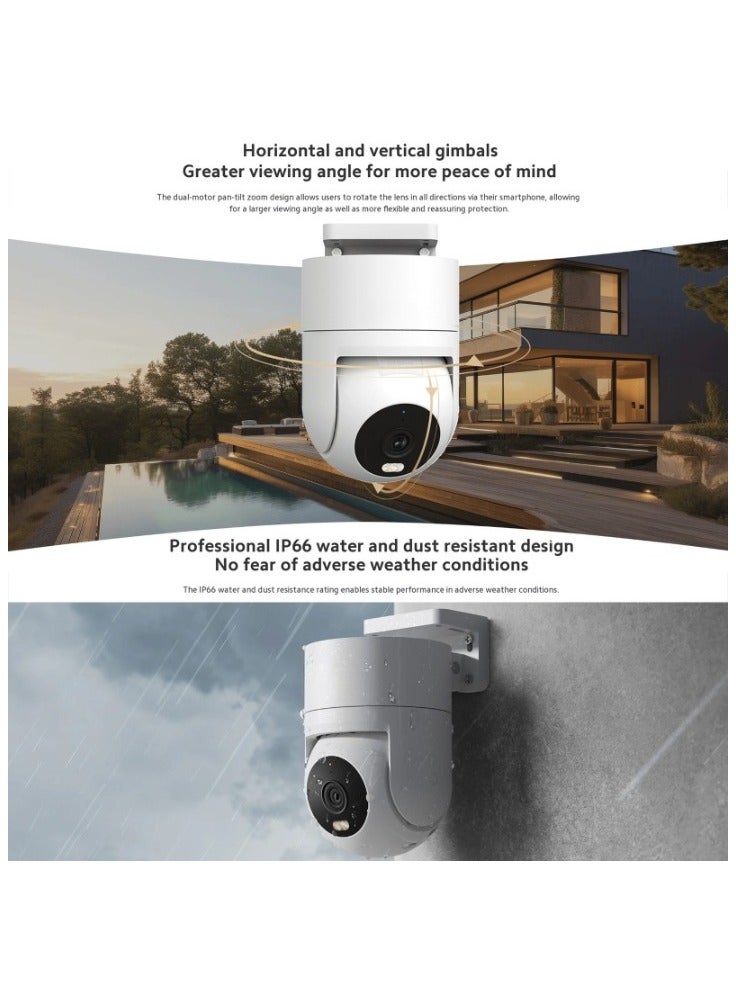 Original CW300 Outdoor Security Camera 4MP IP66 Waterproof Full Color Night Vision WiFi Camera US Plug(White)