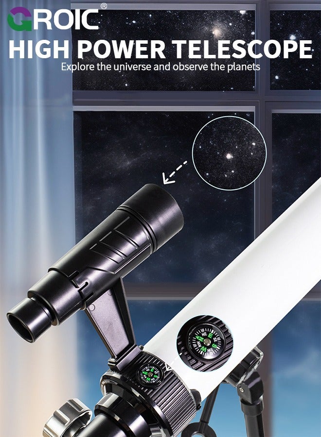 Telescope for Kids & Adults, Multi-Coated Optics Astronomical refracting Portable Telescopes, with Tripod, Phone Adapter, Adjustable 30X & 60X Eyepiece, Beginners Professional Portable Telescope