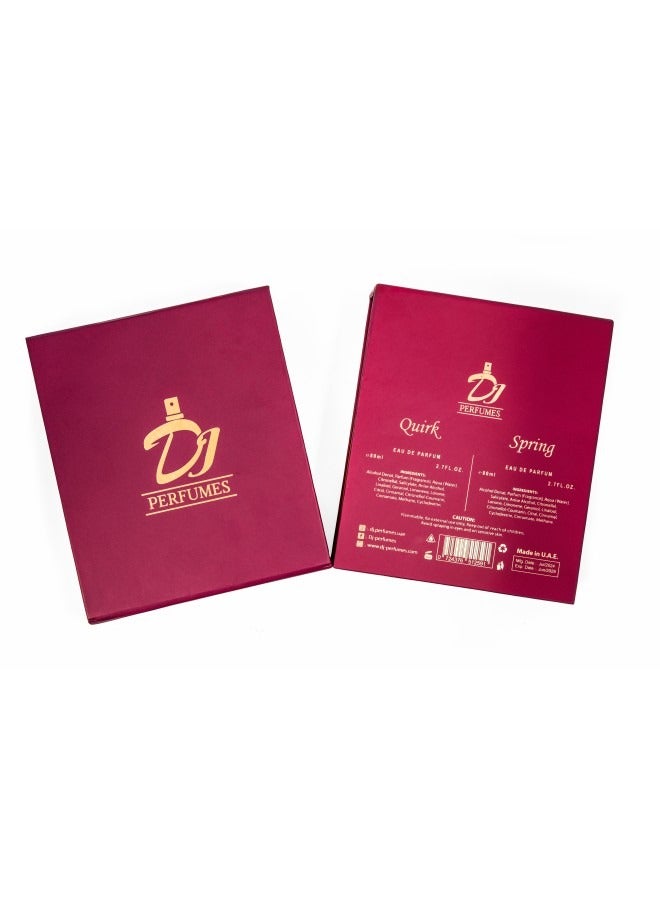 DJ Perfumes 2pcs 80ml Gift Set for Men & Women(Quirk EDP 80ml + Spring EDP 80ml)