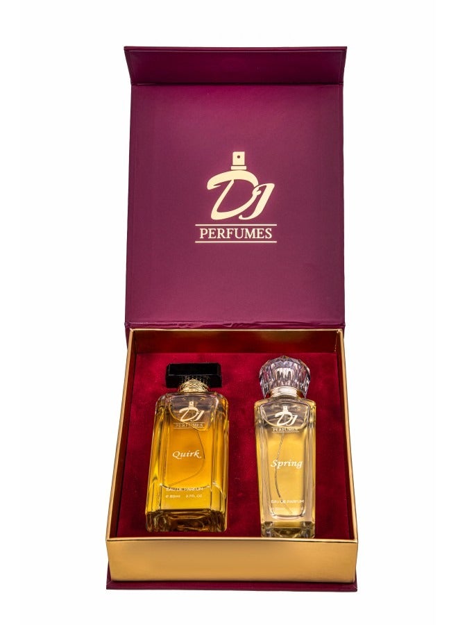 DJ Perfumes 2pcs 80ml Gift Set for Men & Women(Quirk EDP 80ml + Spring EDP 80ml)