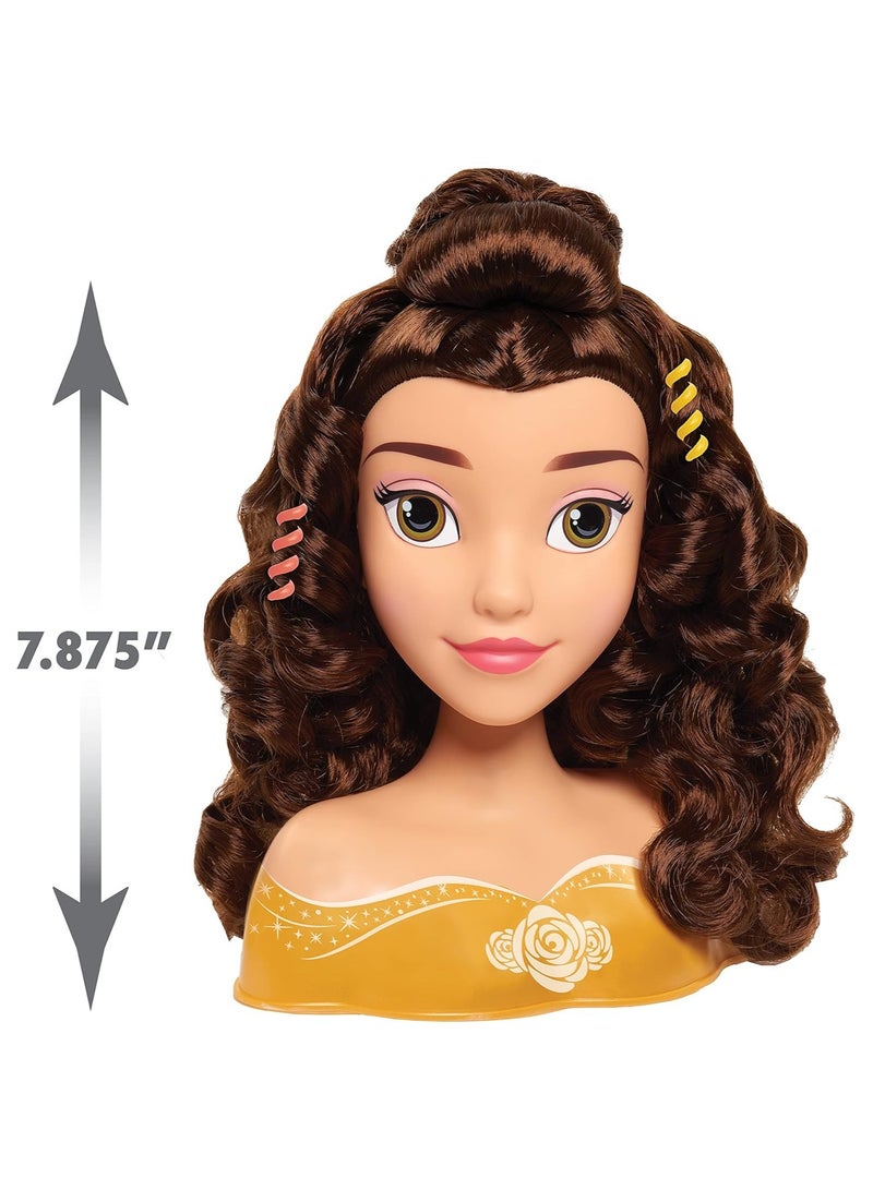 Disney Princess Belle Styling Head,Brown Hair, 10 Piece Pretend Set, Beauty And The Beast