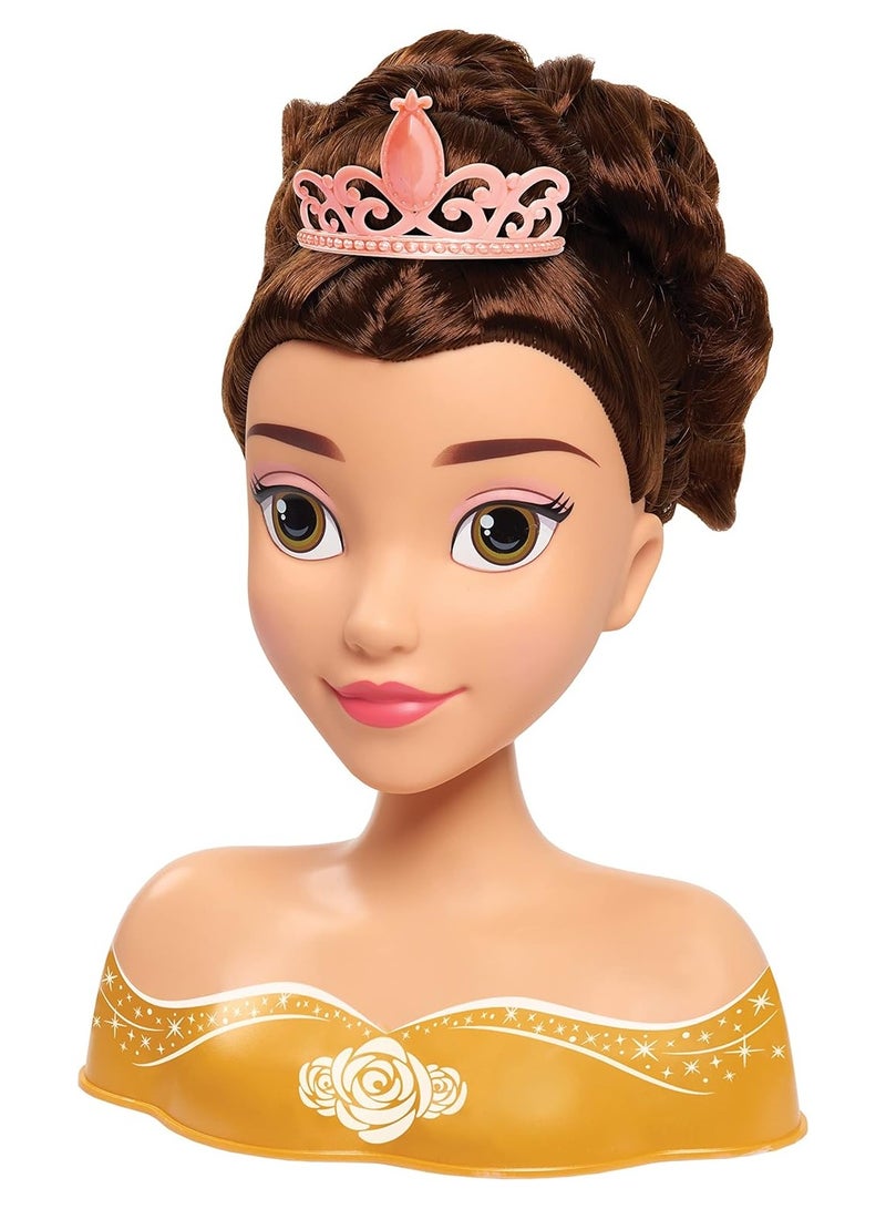 Disney Princess Belle Styling Head,Brown Hair, 10 Piece Pretend Set, Beauty And The Beast