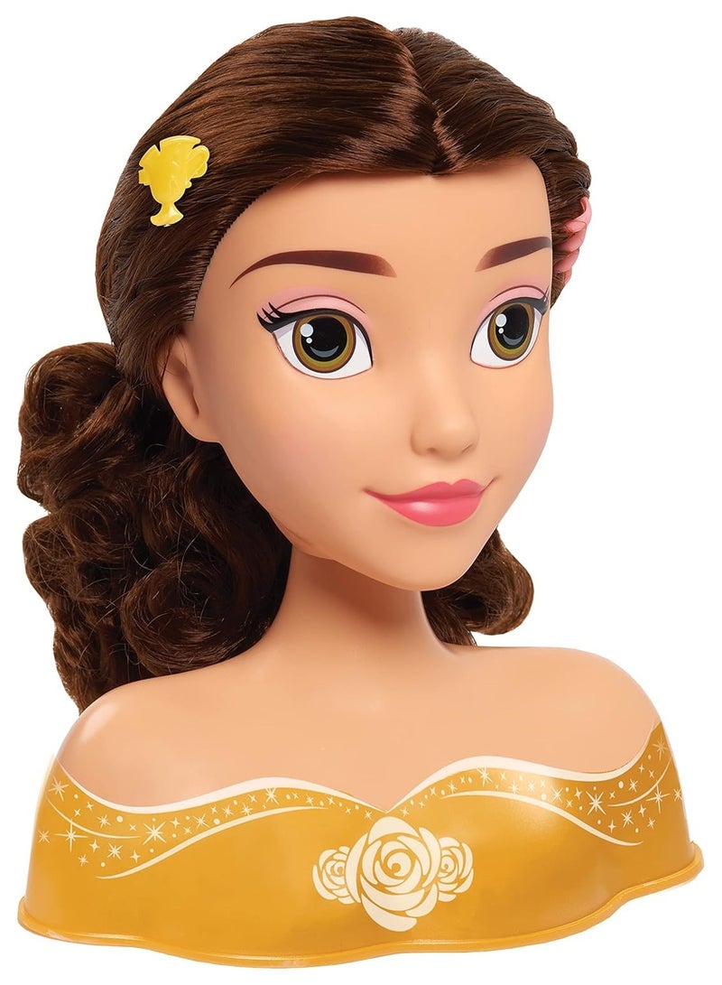 Disney Princess Belle Styling Head,Brown Hair, 10 Piece Pretend Set, Beauty And The Beast