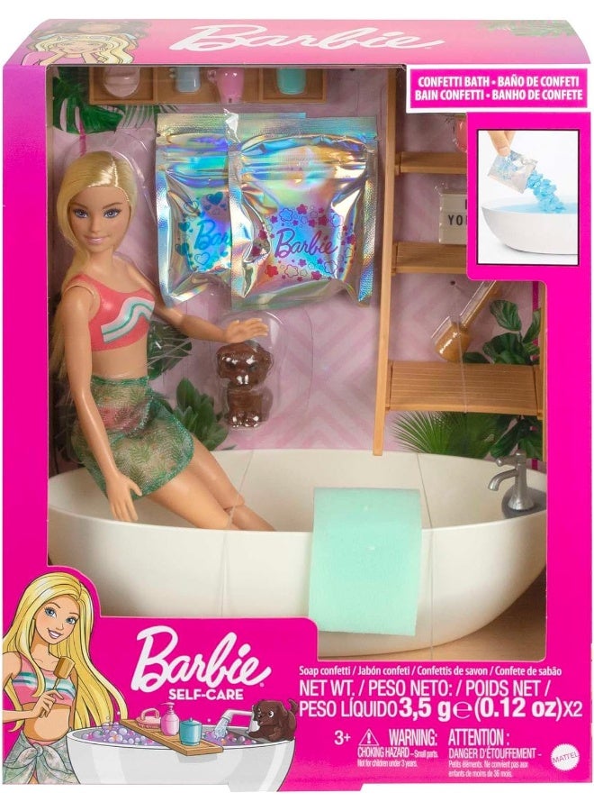 Barbie Doll & Bathtub Playset, Blonde, Confetti Soap & Accessories