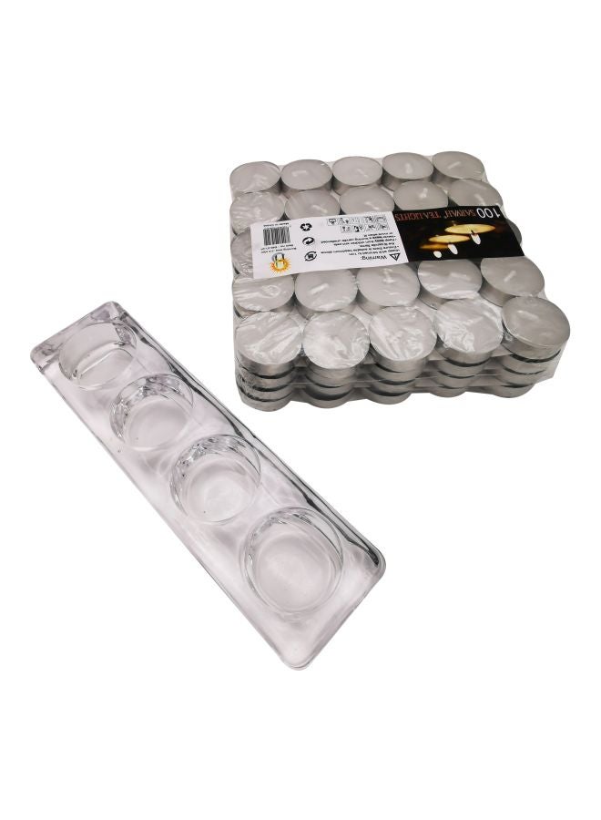 101-Piece Tealight Candle Holder With Candle Set Clear 17.5x6cm