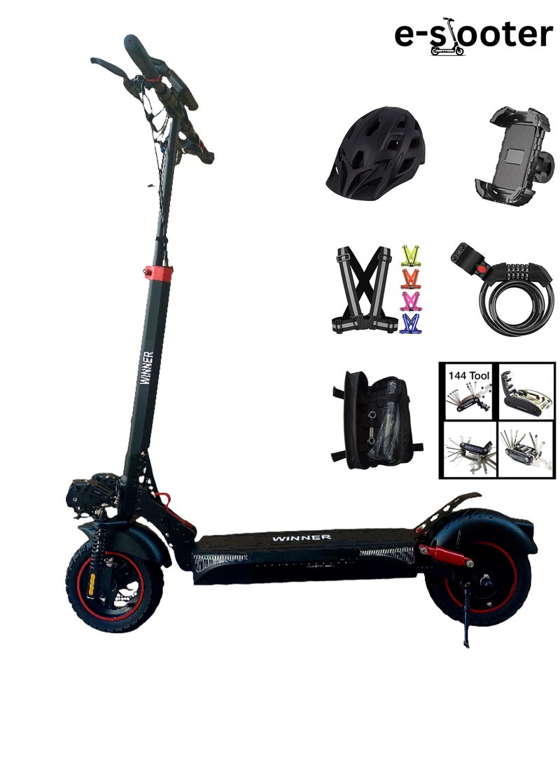 E Scooter for Adults T4 – Foldable Electric Scooter with 2000W Motor, 60 km/h Speed, 40 km Range, 10.25” Off-Road Tires, Anti-Slip Deck, Bluetooth & Large Digital Display, Large 48V 13Ah Battery  Includes Free:  Helmet, Safety Belt, Mobile Holder, Lock, Toolkit, Pump