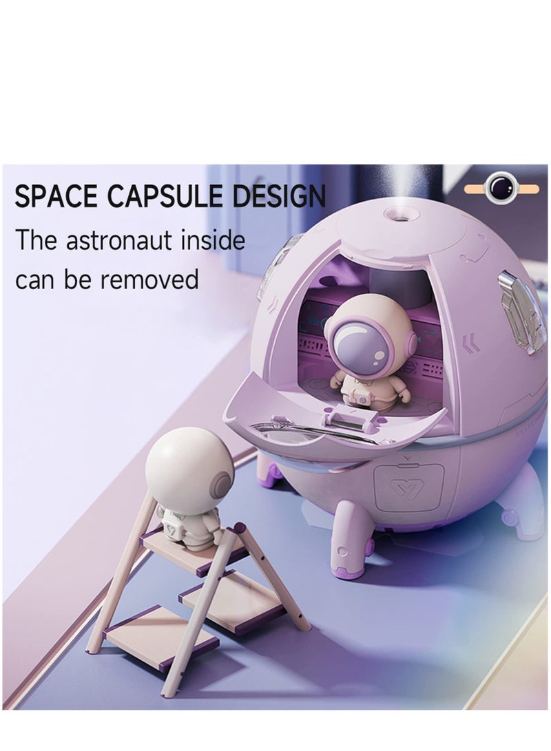 Space Capsule Humidifier for Kids, 220ml USB Ultrasonic Quiet Humidifier with Auto Shut-Off & Colorful Night Light for Bedroom, Nursery & Office