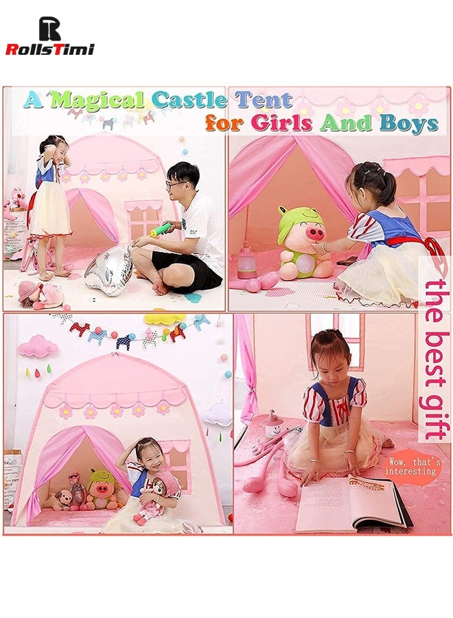 Play Tent for Kids with Star Lights Large Fairy Playhouse Foldable Indoor and Outdoor Toddler Tent Princess Castle Play Tent