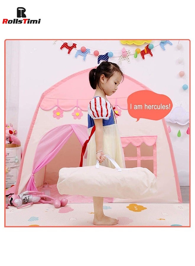 Play Tent for Kids with Star Lights Large Fairy Playhouse Foldable Indoor and Outdoor Toddler Tent Princess Castle Play Tent