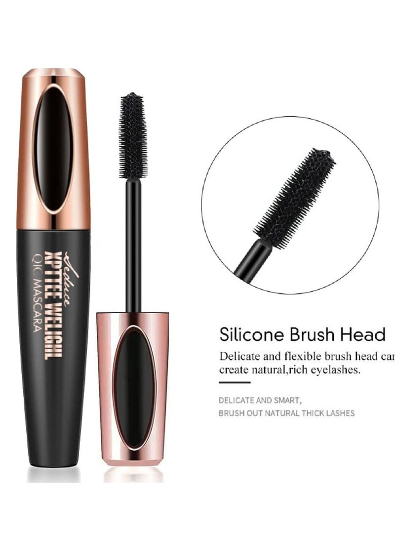 3 Pcs 4D Silk Fiber Lash Mascara, Lengthening and Thick, Volume, Long Lasting, Waterproof Smudge-Proof, All Day Full, Long, Thick, Smudge-Proof Eyelashes, Hypoallergenic Formula