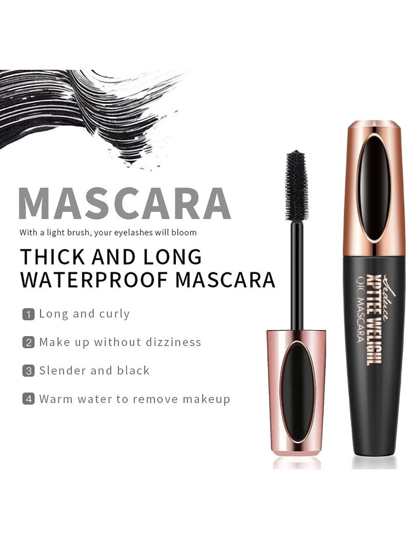 3 Pcs 4D Silk Fiber Lash Mascara, Lengthening and Thick, Volume, Long Lasting, Waterproof Smudge-Proof, All Day Full, Long, Thick, Smudge-Proof Eyelashes, Hypoallergenic Formula