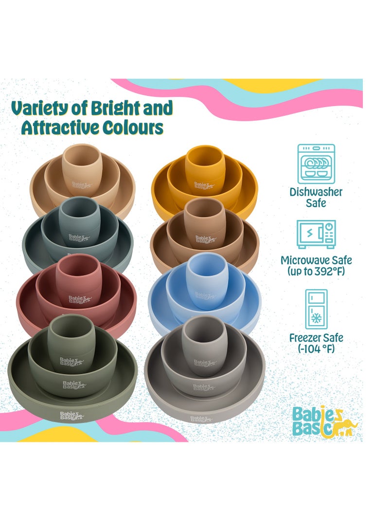 Silicone Plate, Bowl & Cup- Blue