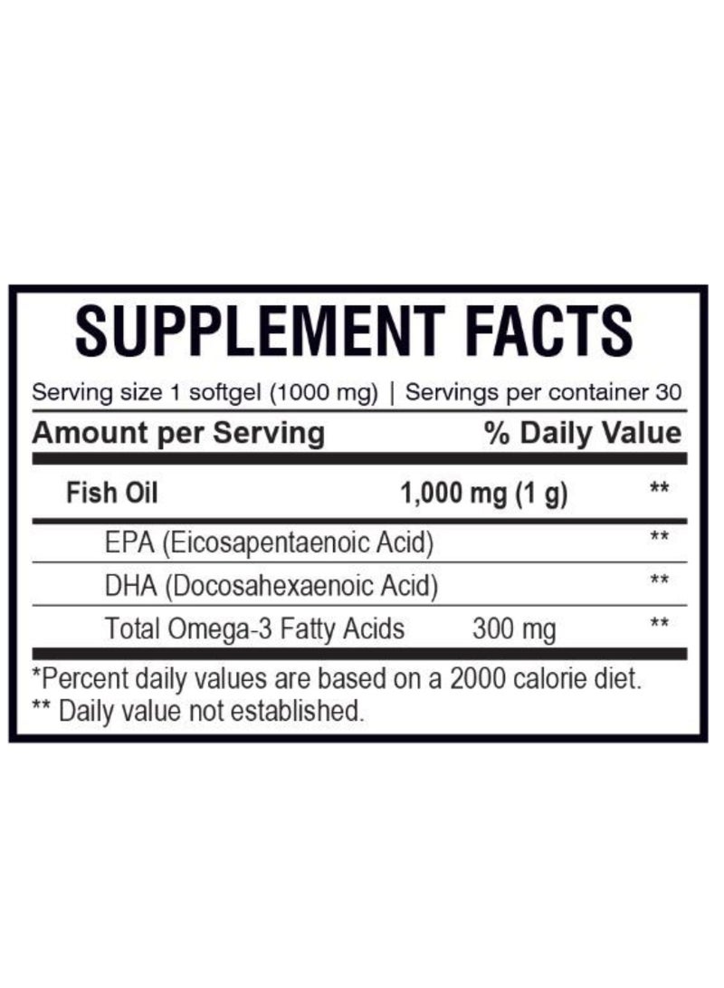 AMS Omega-3 1000mg Icelandic Fish Oil Supplement for Brain, Vision, Joints, & Heart Health Maintenance - gluten free, yeast free, sodium free