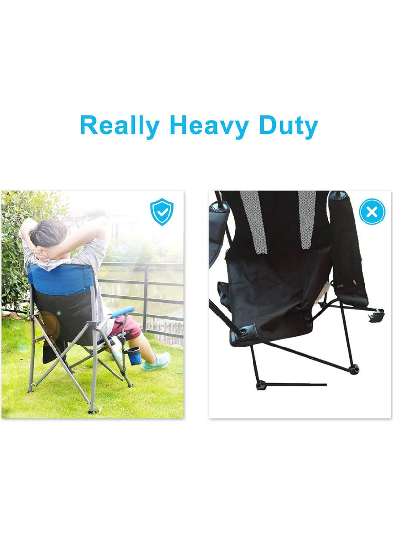 Folding Camping Chair Oversized Heavy Duty Padded Outdoor Chair with Cup Holder Storage and Cooler Bag 450 LBS Weight Capacity Thicken 600D Oxford