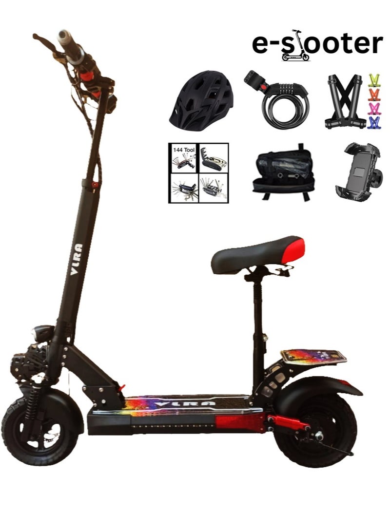 C10 Adults Electric Scooter 48V13AH Battery,3000W Big motor, Large Digital Display, 65 km/h Speed, RGB lights, 10 Inch Off-Road Tires, Includes Free Helmet, Tool Kit, Safety Belt, Mobile Holder, and Lock