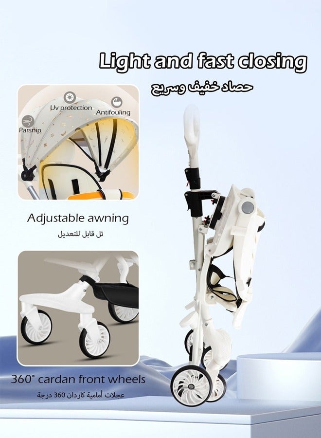 2 In 1 Strollers for Infant and Kids,Two Ways Rotating Seat,Sturdy and Lightweight Design,with Pedals and Sun Canopy,One Step Folding Baby Stroller