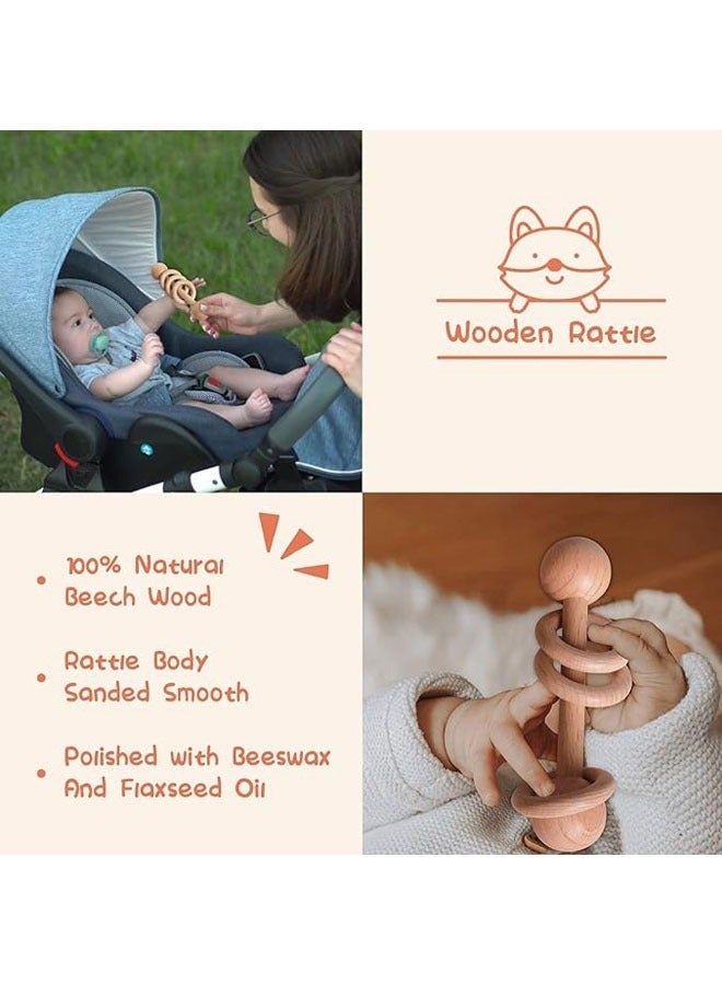 Baby Shower Gifts, New Born Baby Gifts for Girls Boys, Unique Baby Gifts Basket Essential Stuff - Baby Lovey Blanket Newborn Bibs Socks Wooden Rattle & Greeting Card, Newborn Baby Gift Set