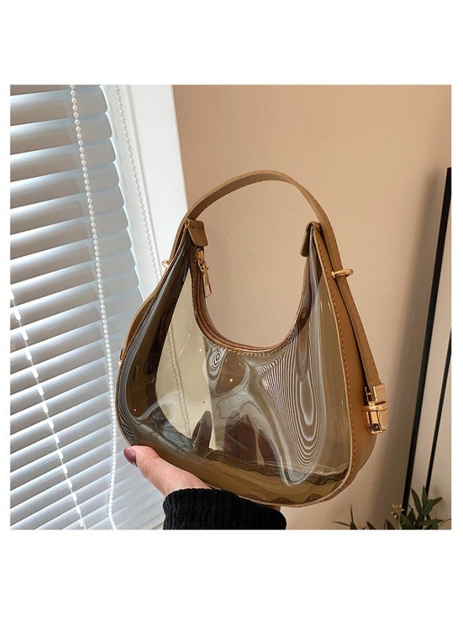 Retro fashion transparent underarm bag crescent bag clear bag,women's shoulder handbags,small shoulder purses for women