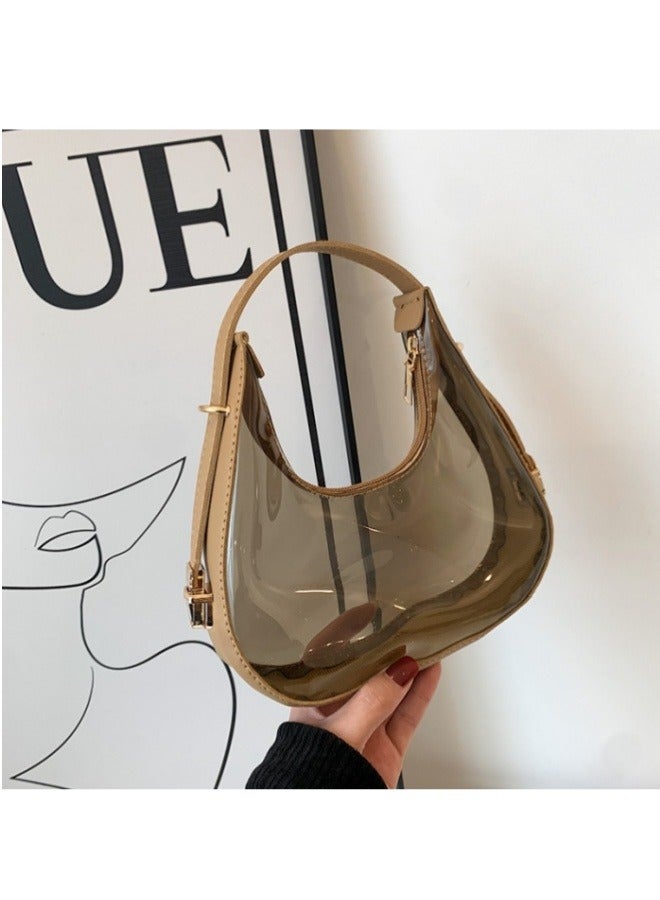 Retro fashion transparent underarm bag crescent bag clear bag,women's shoulder handbags,small shoulder purses for women