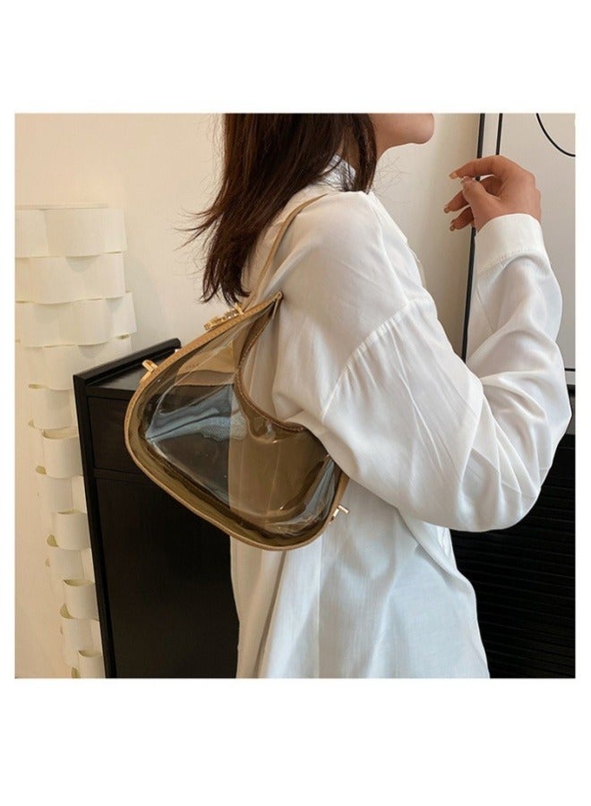 Retro fashion transparent underarm bag crescent bag clear bag,women's shoulder handbags,small shoulder purses for women