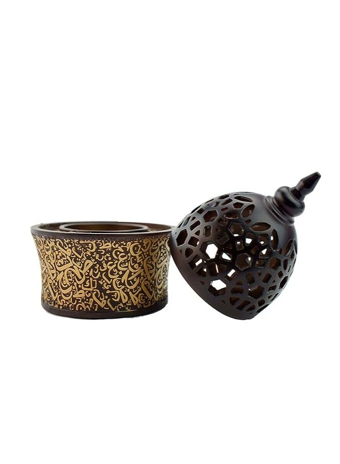 Calligraphy Style Closed Incense Bakhoor Oud Burner Resin Material High Quality With Magnetic Cover - Perfect For Wedding Gift Study Room Spa Yoga Home Office