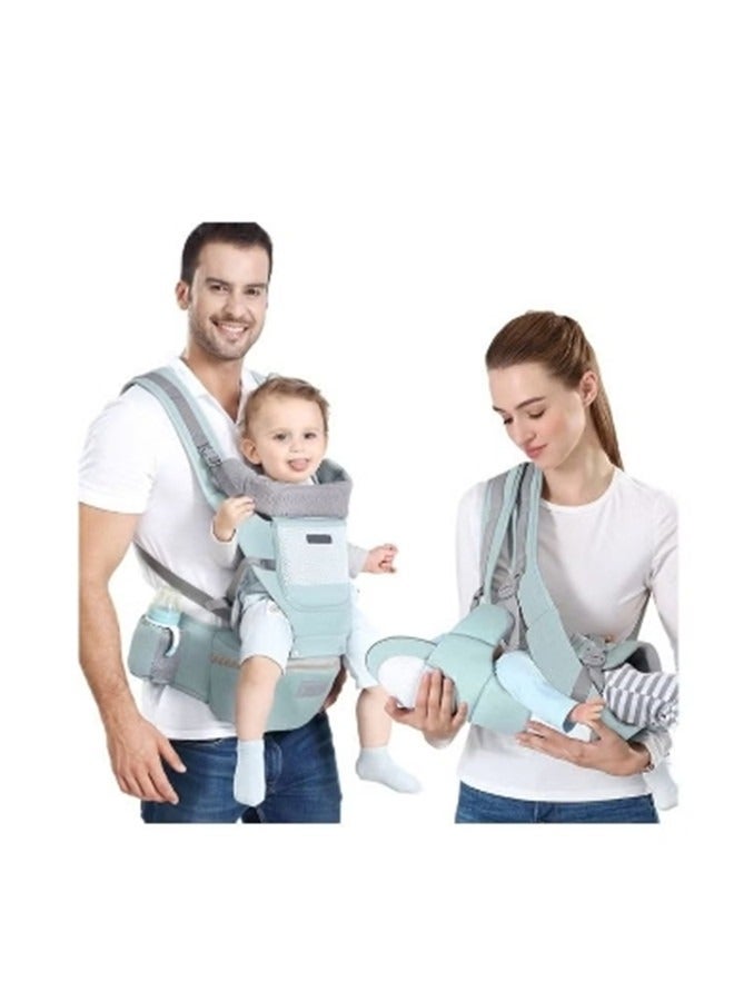 Beauenty Multifunction Baby Strap Waist Stool Hip Seat Baby Carrier, Suitable For 0-36 Months Baby,6 in 1 Carrying Mode,Adjustable Size, Very Suitable For Hiking Shopping Trip,Green