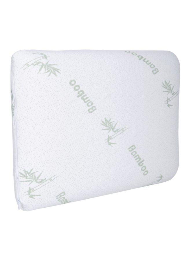 Premium Organic Bamboo Removable Zip Cover Memory Foam Relax Medium Support Pillow White/Green