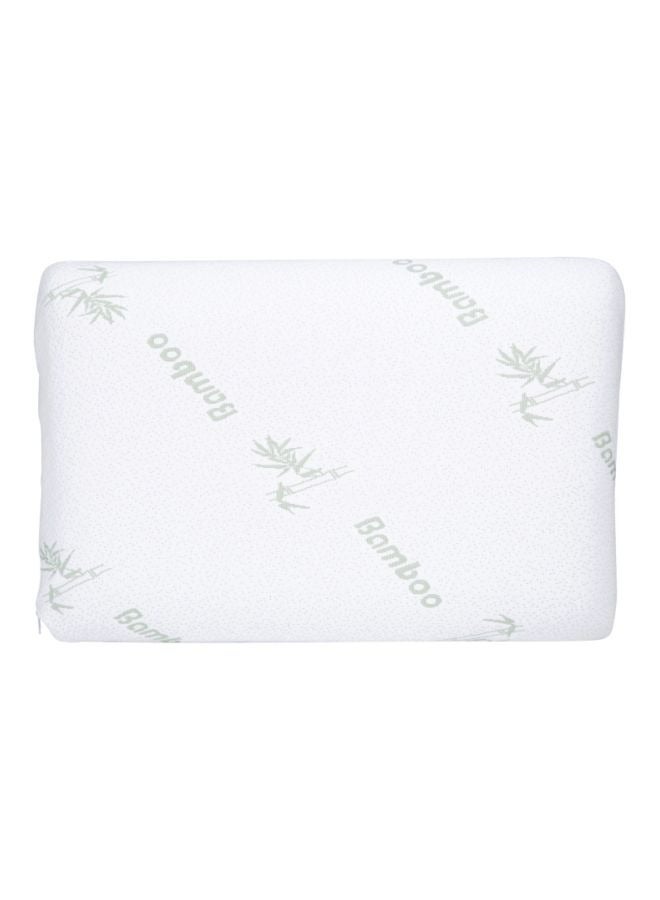 Premium Organic Bamboo Removable Zip Cover Memory Foam Relax Medium Support Pillow White/Green