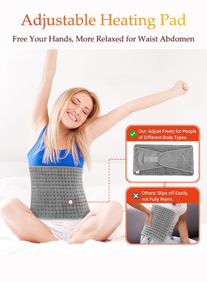 Electric Heating Pad for Back, Heated Waist Belt Wrap for Back Pain and Cramps Relief, 9 Temperature Options, 4 Timer Settings, for Back Heating Pad Cramps, Waist, Lumbar