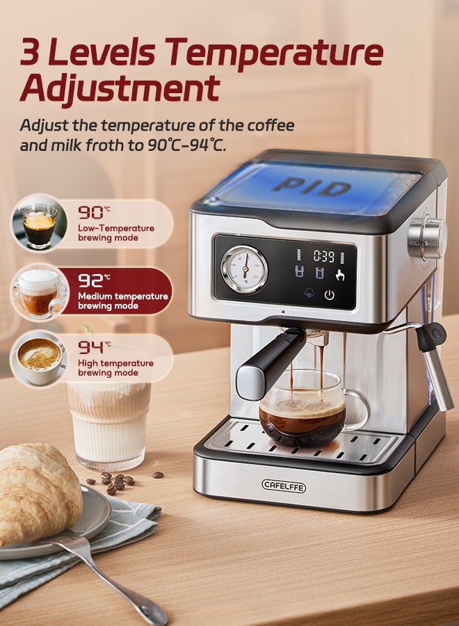 Espresso Coffee Machine With Milk Frother And Steamer 20Bar Pump Pressure Espresso Machine LCD Touch Screen Espresso Maker For Home Barista Or Office Latte Cappuccino Machine 1.5L