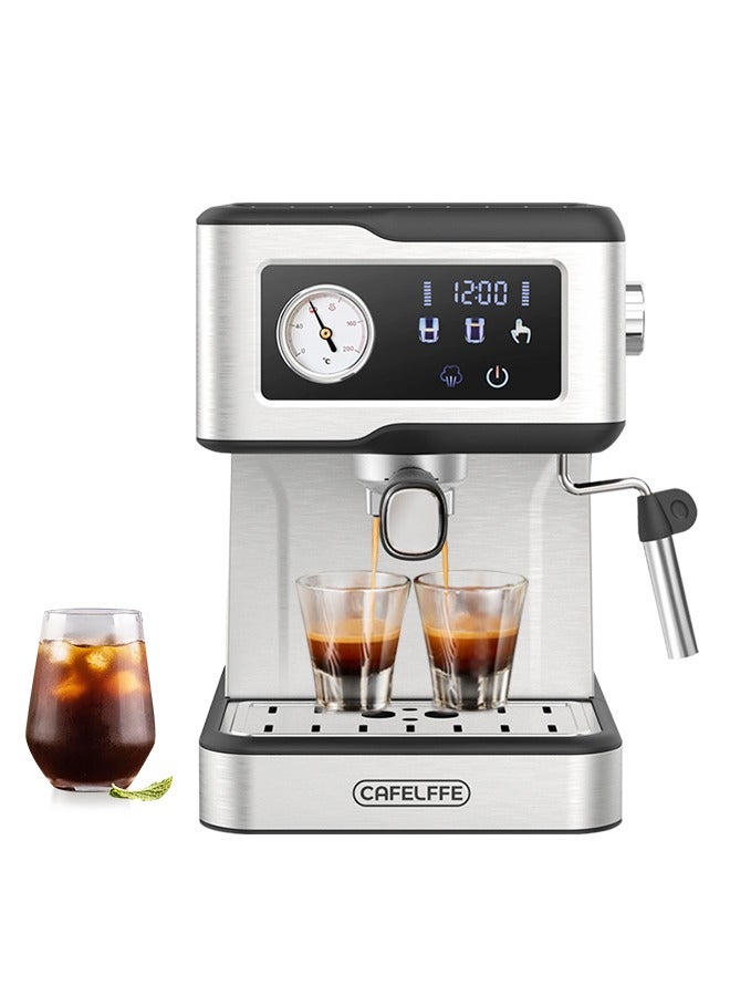 Espresso Coffee Machine With Milk Frother And Steamer 20Bar Pump Pressure Espresso Machine LCD Touch Screen Espresso Maker For Home Barista Or Office Latte Cappuccino Machine 1.5L