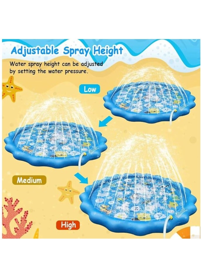 67Inches Splash Pad for Kids Portable Inflatable Sprinkler Large Splash Play Pad Safe Sprinkle Wading Pool Pad for Summer Outdoor Garden Kids Family Activities