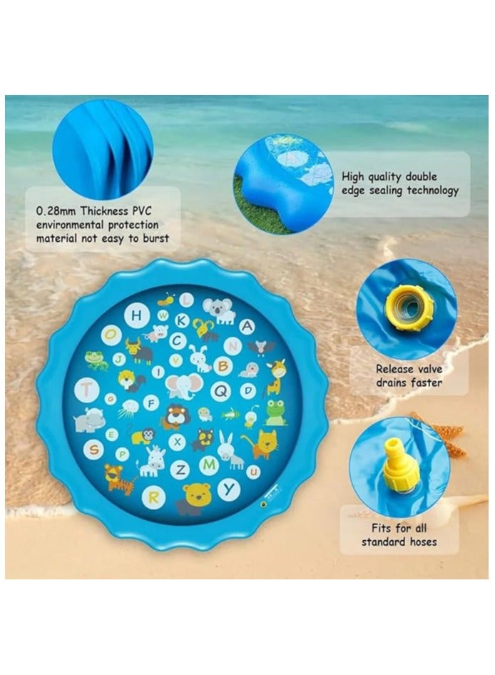 67Inches Splash Pad for Kids Portable Inflatable Sprinkler Large Splash Play Pad Safe Sprinkle Wading Pool Pad for Summer Outdoor Garden Kids Family Activities