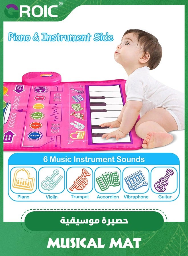 2 in 1 Musical Mat, Piano Keyboard & Drum Mat with 2 Drum Sticks, Musical Play Mat, Baby Learning Toys, Early Educational Musical Learning Toys