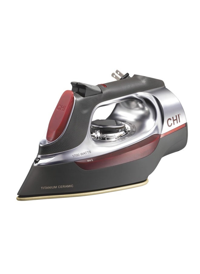 Steam Iron For Clothes With Titanium Infused Ceramic Soleplate 1700 Watts Retractable Cord 3-Way Auto Shutoff 400 Holes Professional Grade Silver 13106