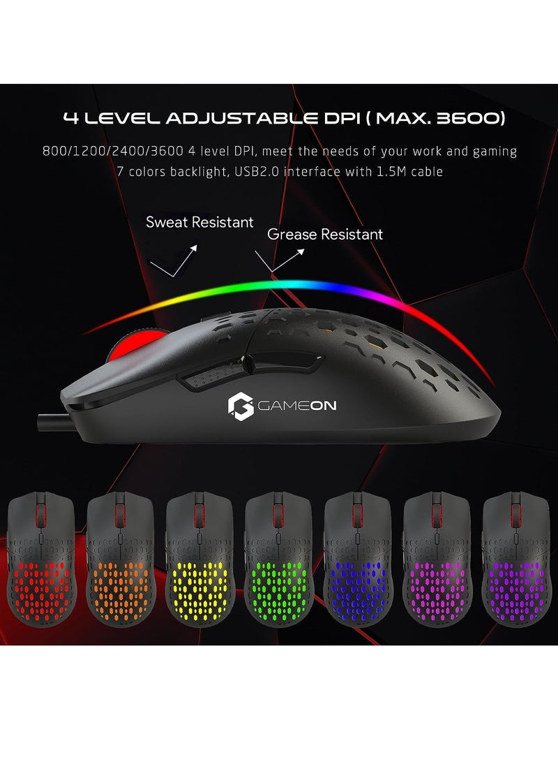 GAMEON CYPHER XL All In One Gaming Bundle Keyboard Headset Mouse and Mousepad RGB Backlit USB Connectivity for Gamers Black