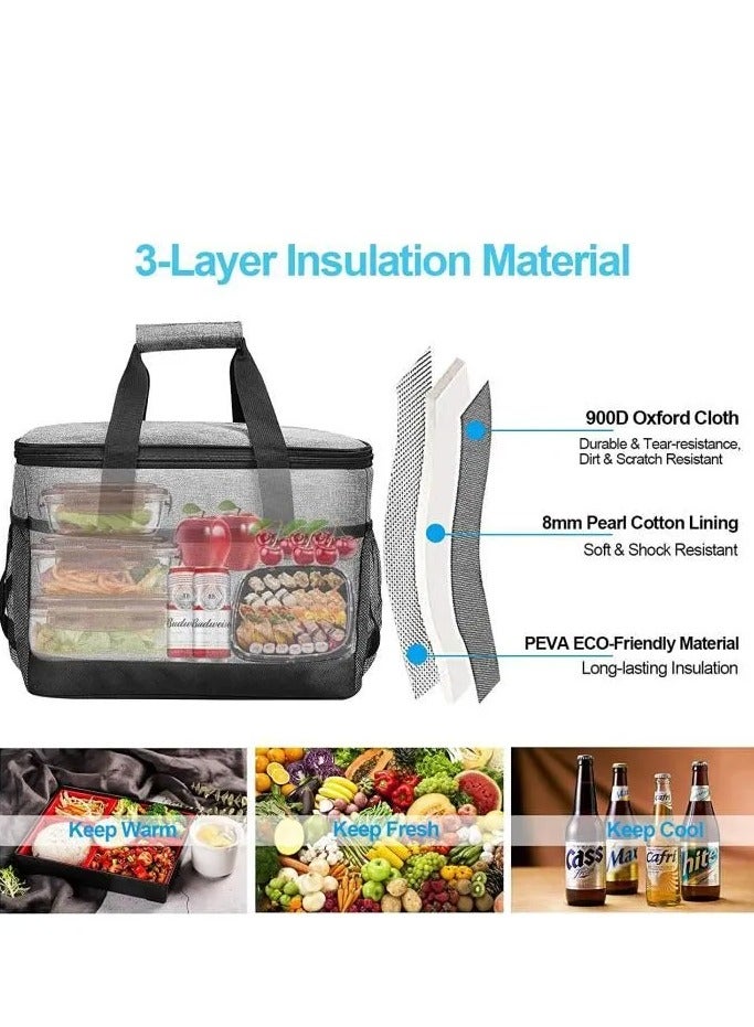 18L Lunch Bag with Portable Multi-Purpose Insulated LunchFoldable Cooler Bag