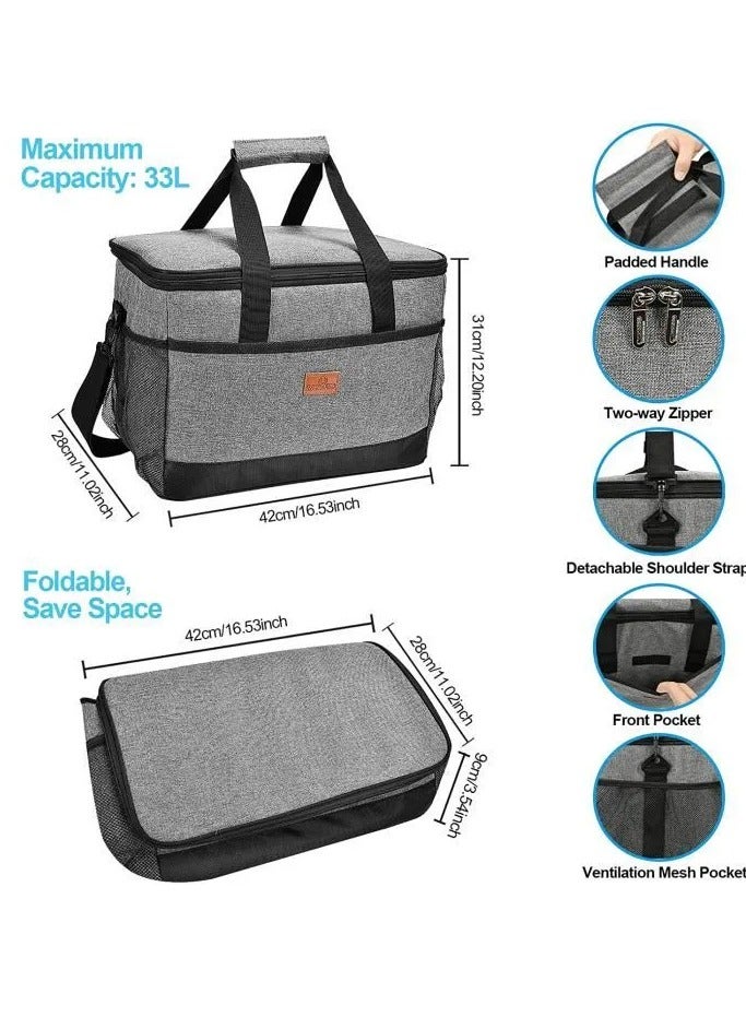 18L Lunch Bag with Portable Multi-Purpose Insulated LunchFoldable Cooler Bag