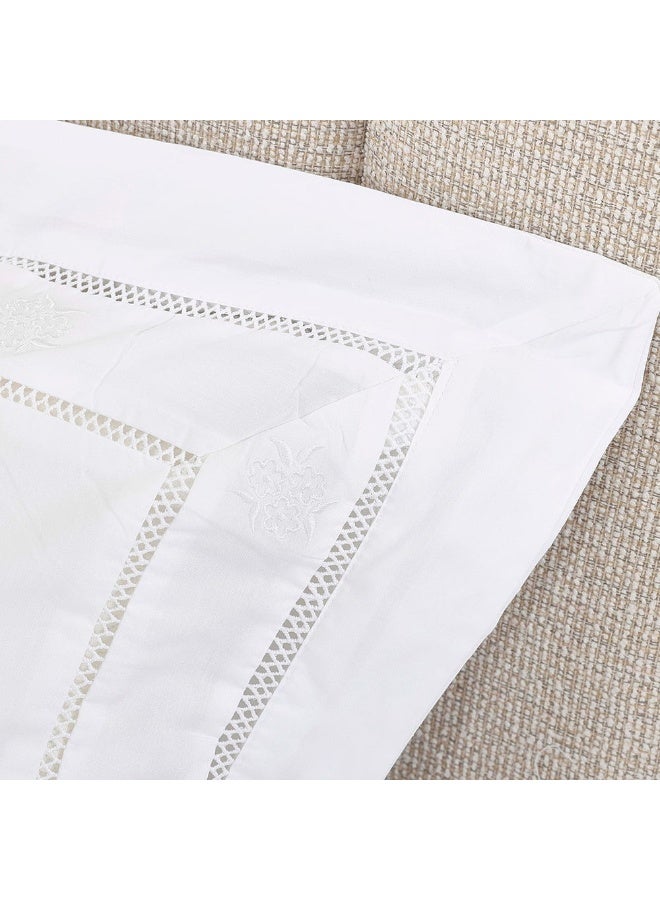 Lora Pillow Case, White - Set Of 2, 200 Tc, 50X75 Cm