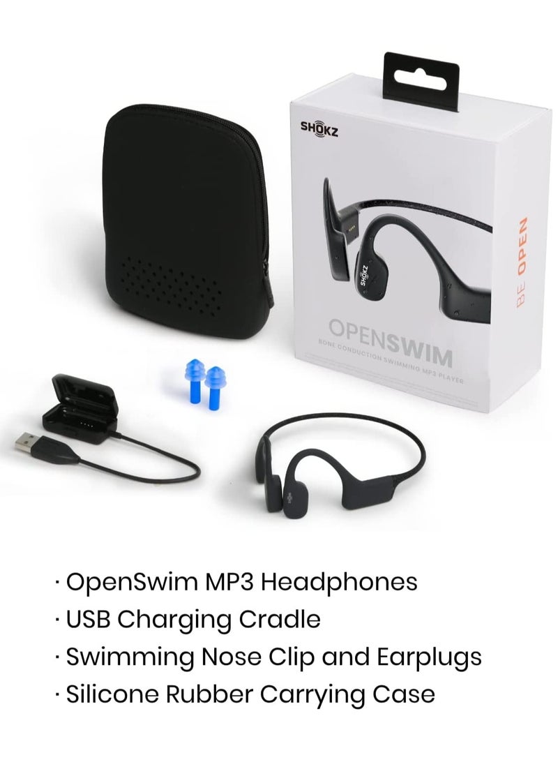 Openswim Bone Conduction Open-Ear MP3 Swimming Headphones Black