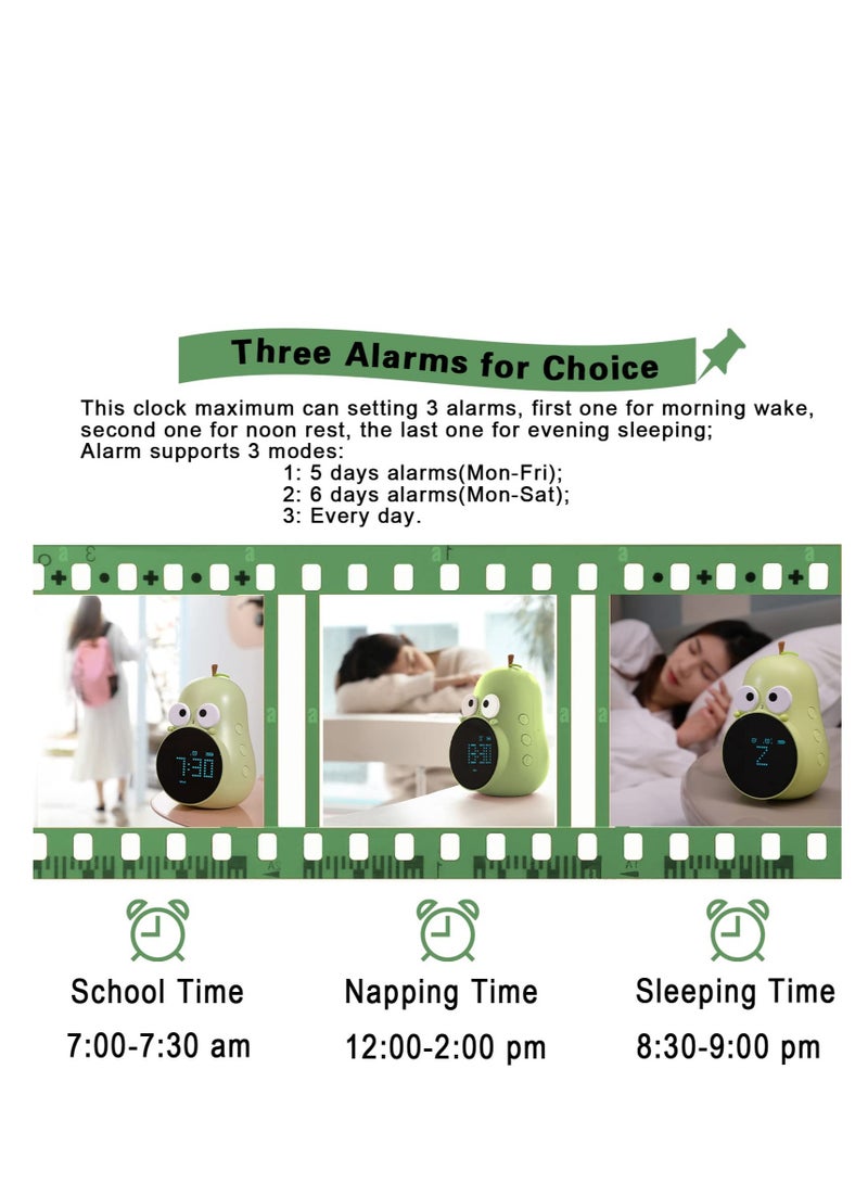 Kids Alarm Clock for Girls Pear Alarm Clock to Wake Alarm Clock for Kids Sleep Training Clock with Night Light and Sleep Sound Machine for Toddlers Boys Girls Teens Bedrooms